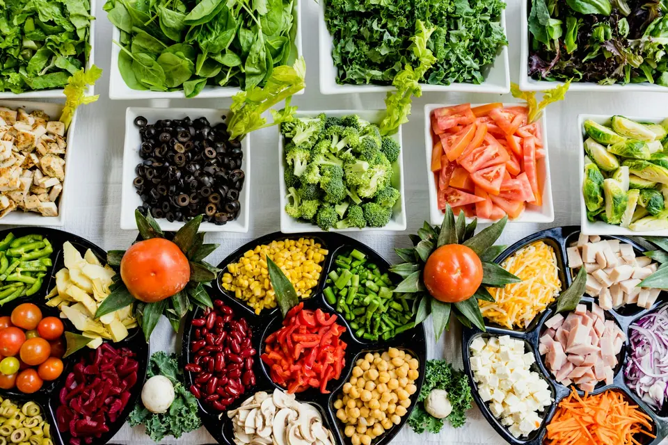 Ingredientes preparados en recipientes